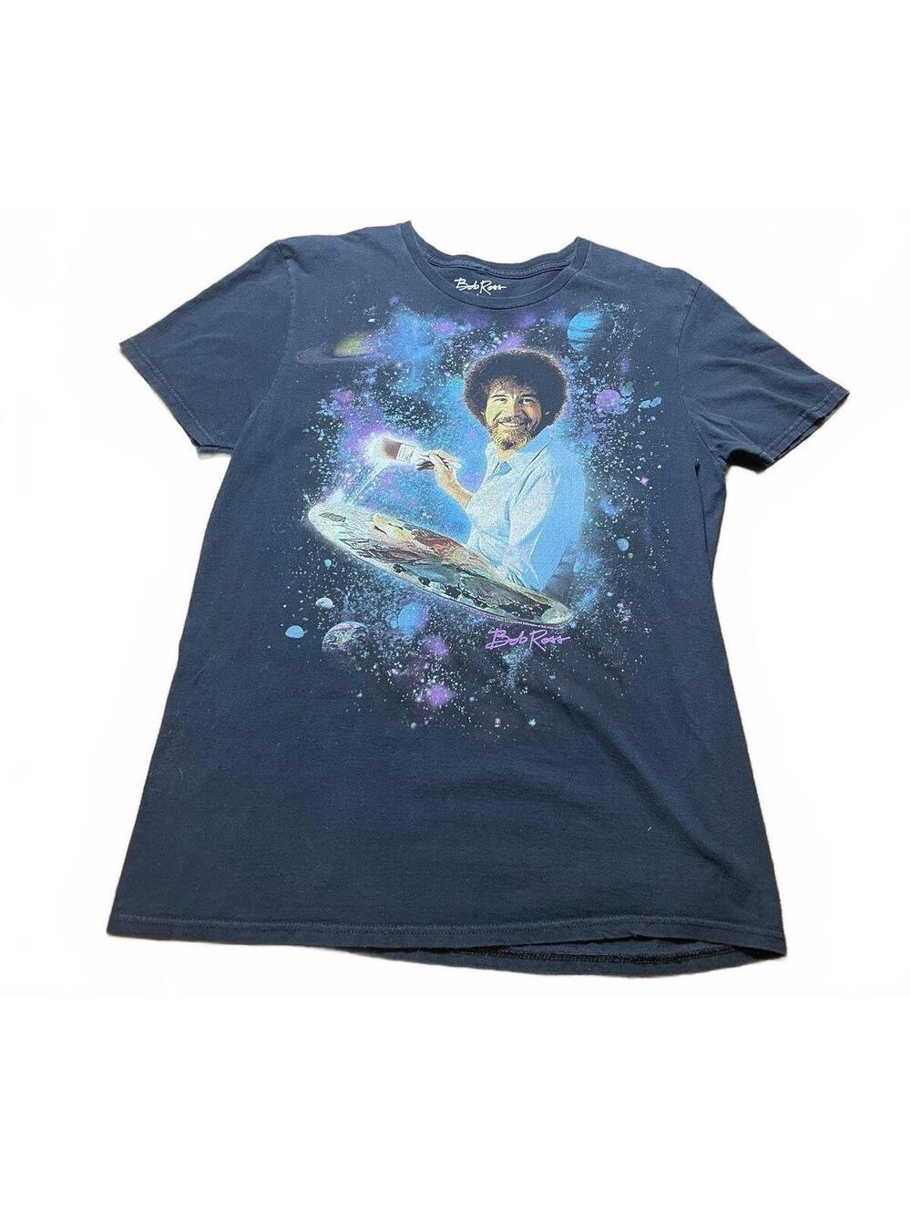 Bob Ross Black Galaxy Graphic Tee Womens Unisex large 90s- 085
